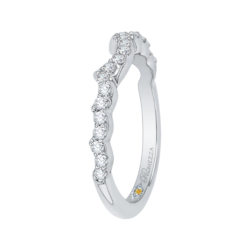 Round Diamond Half-Eternity Wedding Band in 14K White Gold