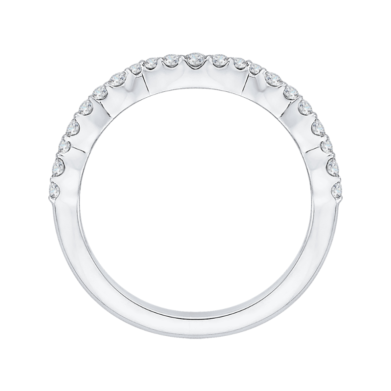 Round Diamond Half-Eternity Wedding Band in 14K White Gold