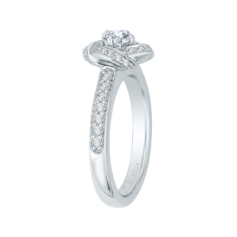 Round Diamond Knotted Engagement Ring in 14K White Gold