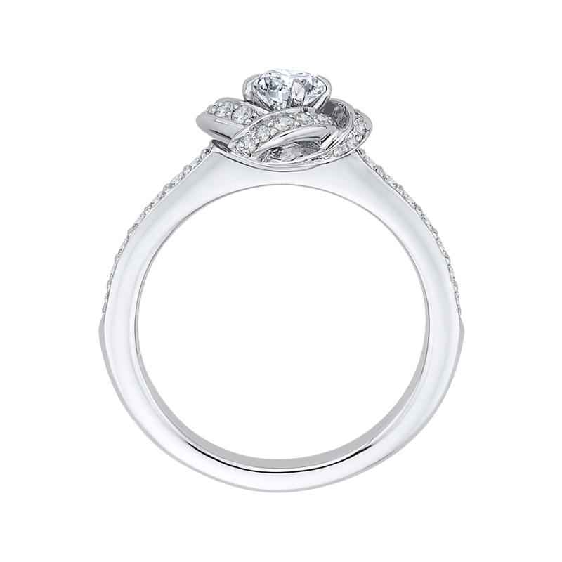 Round Diamond Knotted Engagement Ring in 14K White Gold