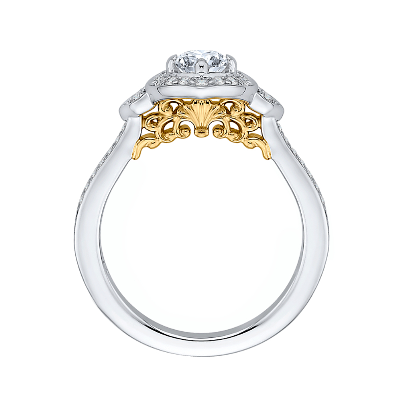 Round Diamond Engagement Ring in 14K Two Tone Gold