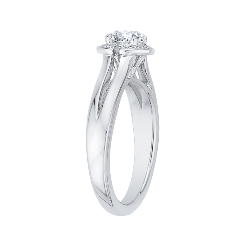 Round Diamond Halo Engagement Ring in 14K White Gold