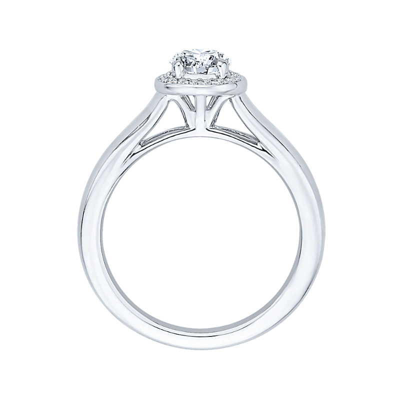 Round Diamond Halo Engagement Ring in 14K White Gold