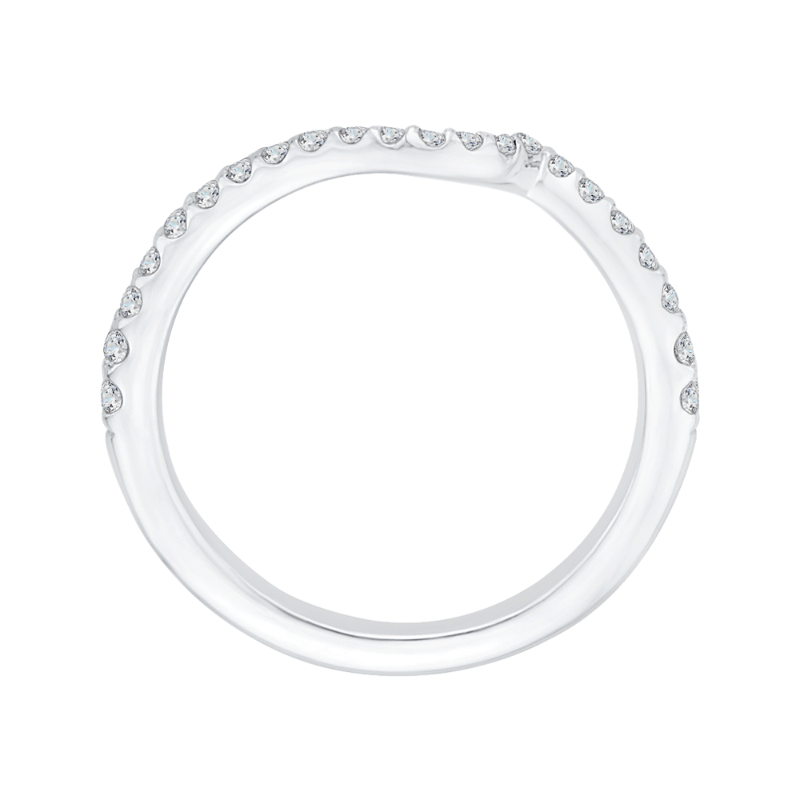 Round Diamond Half-Eternity Wedding Band in 14K White Gold