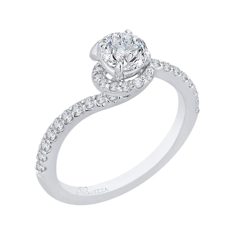 Round Diamond Engagement Ring in 14K White Gold