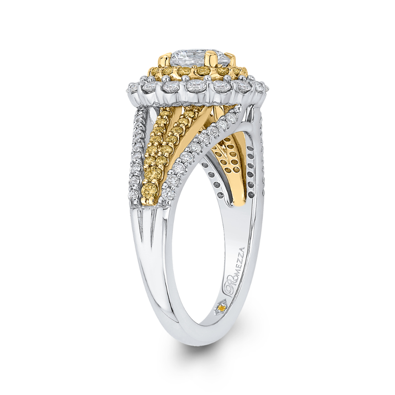 Split Shank Round Double Halo Diamond Engagement Ring in 14K White Gold