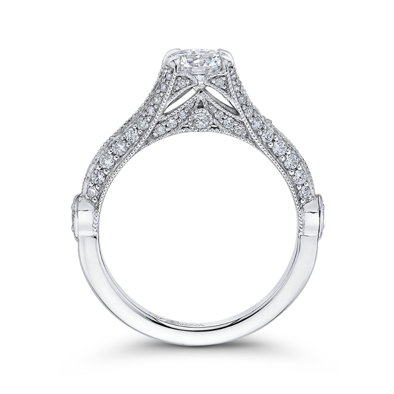 Diamond Vintage Engagement Ring in 14K White Gold