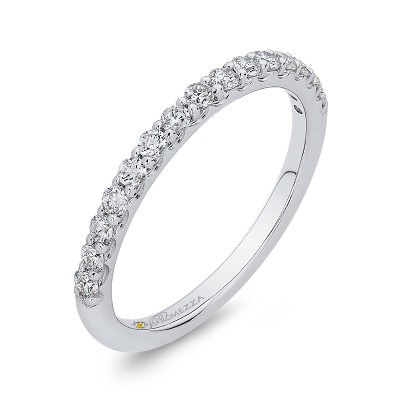 Round Diamond Half-Eternity Wedding Band in 14K White Gold
