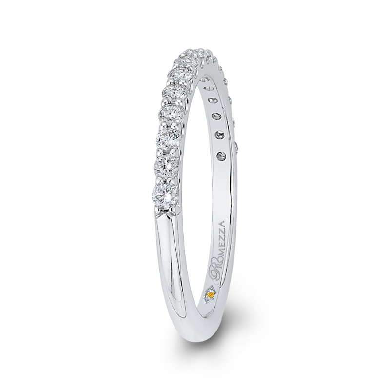 Round Diamond Half-Eternity Wedding Band in 14K White Gold