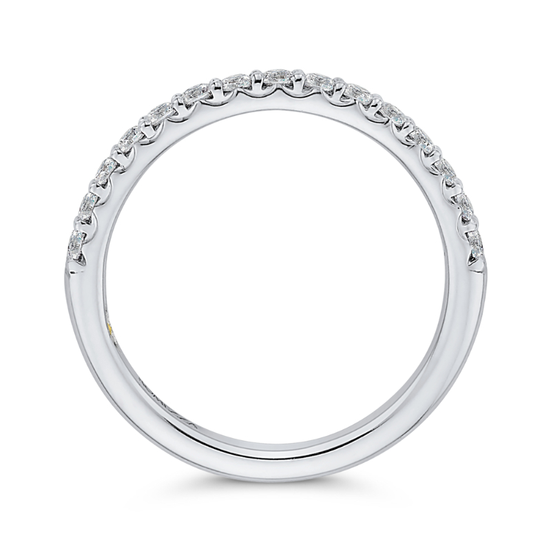 Round Diamond Half-Eternity Wedding Band in 14K White Gold