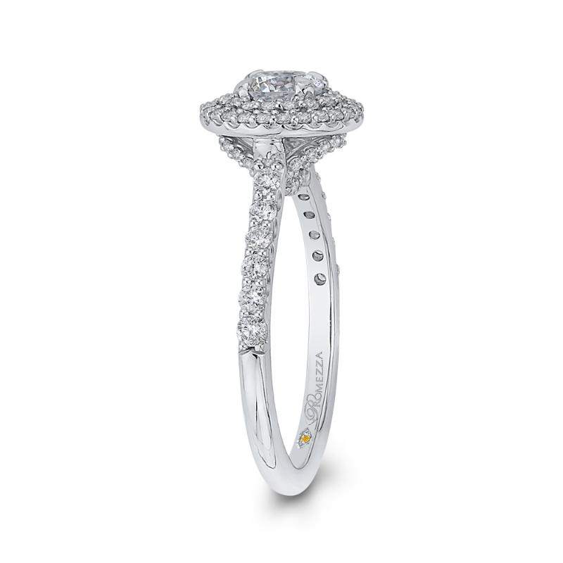 Double Halo Diamond Engagement Ring in 14K White Gold
