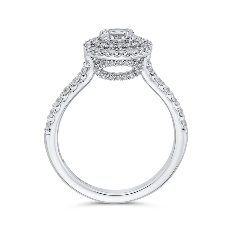 Double Halo Diamond Engagement Ring in 14K White Gold