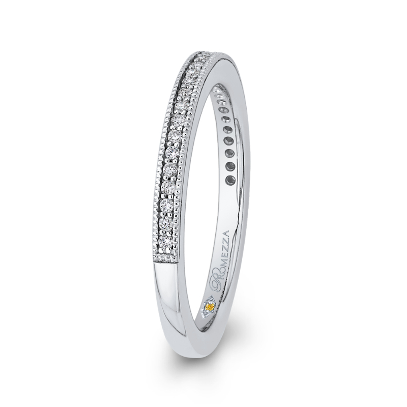 Round Diamond Half-Eternity Wedding Band in 14K White Gold