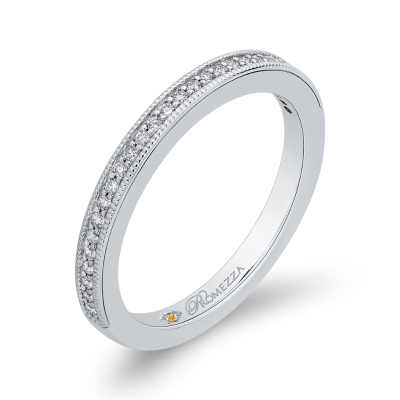 Round Diamond Half-Eternity Wedding Band in 14K White Gold