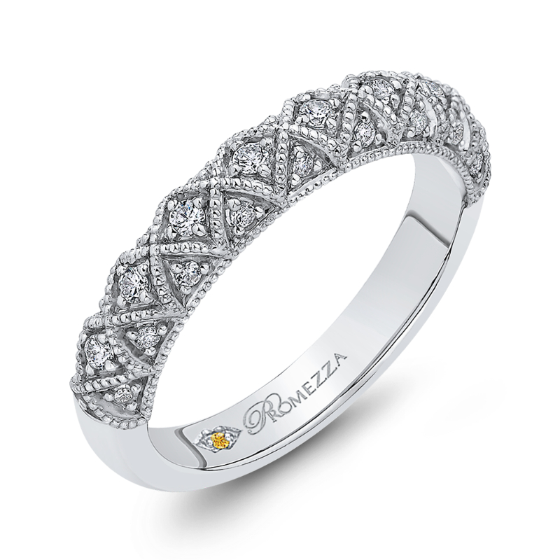 Round Diamond Half-Eternity Wedding Band in 14K White Gold
