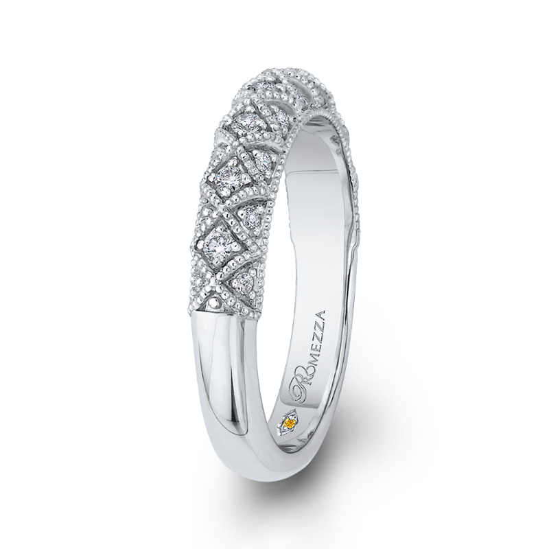 Round Diamond Half-Eternity Wedding Band in 14K White Gold