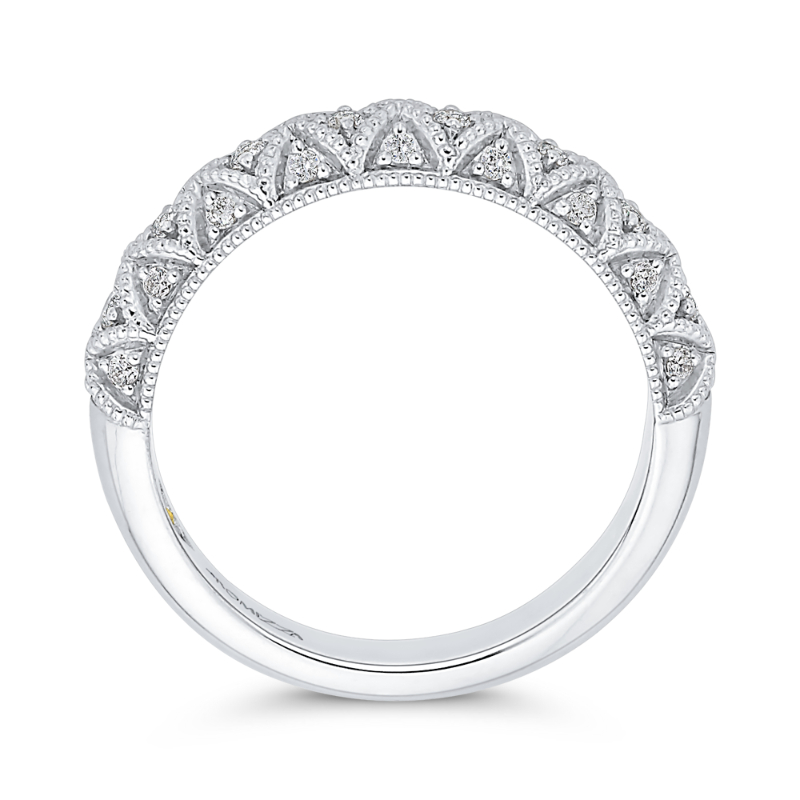 Round Diamond Half-Eternity Wedding Band in 14K White Gold