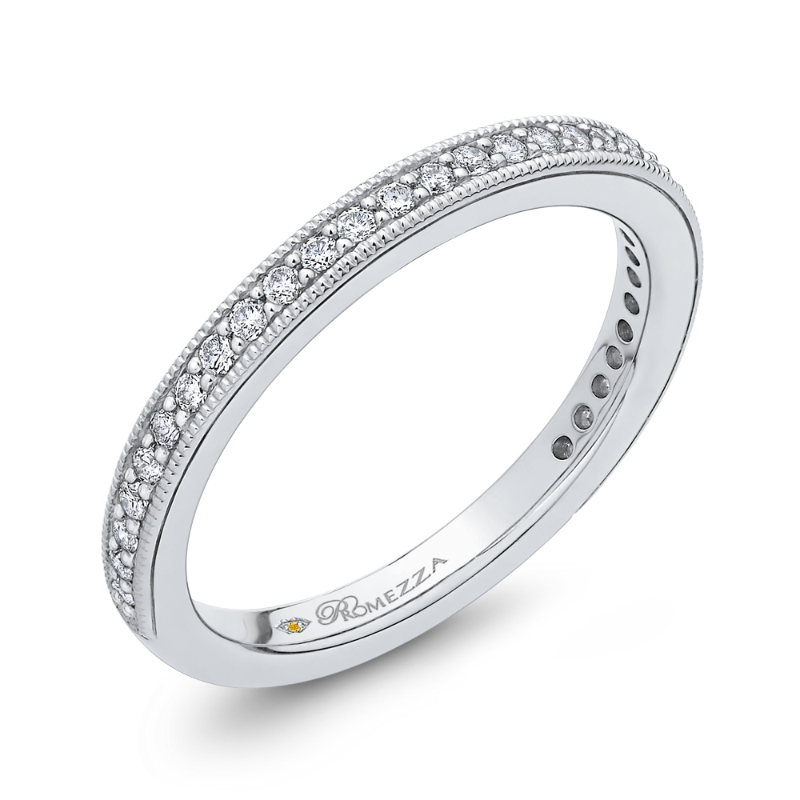 Round Diamond Wedding Band in 14K White Gold