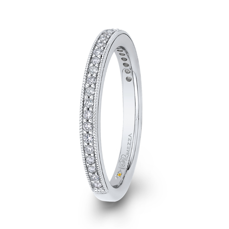Round Diamond Wedding Band in 14K White Gold