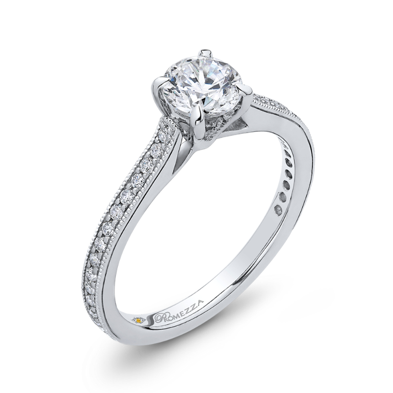 Round Diamond Classic Engagement Ring in 14K White Gold