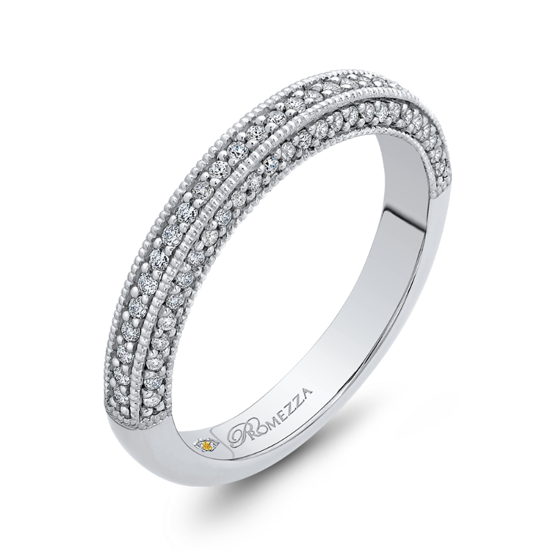 Round Diamond Half-Eternity Wedding Band in 14K White Gold