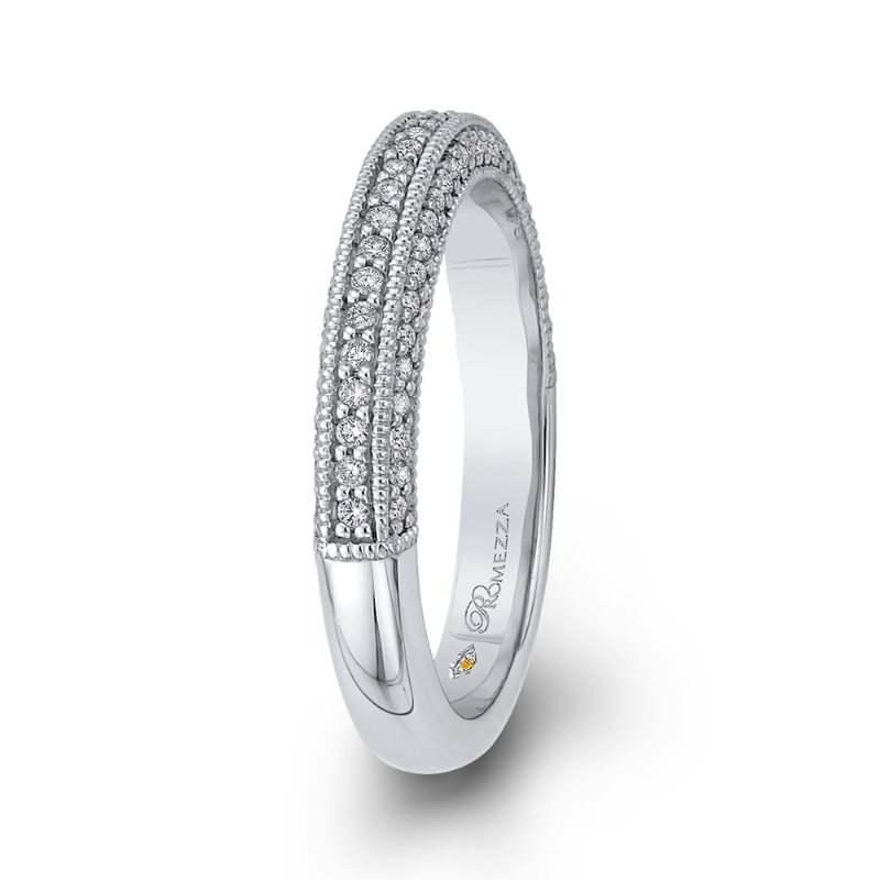 Round Diamond Half-Eternity Wedding Band in 14K White Gold
