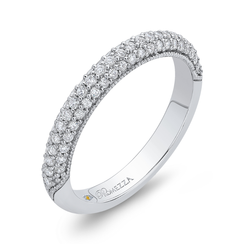 Round Diamond Half-Eternity Wedding Band in 14K White Gold