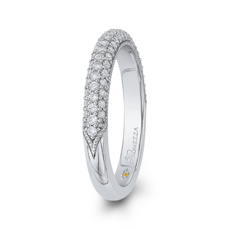 Round Diamond Half-Eternity Wedding Band in 14K White Gold