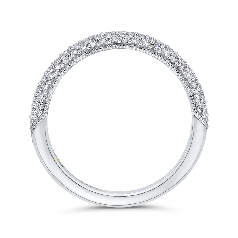 Round Diamond Half-Eternity Wedding Band in 14K White Gold