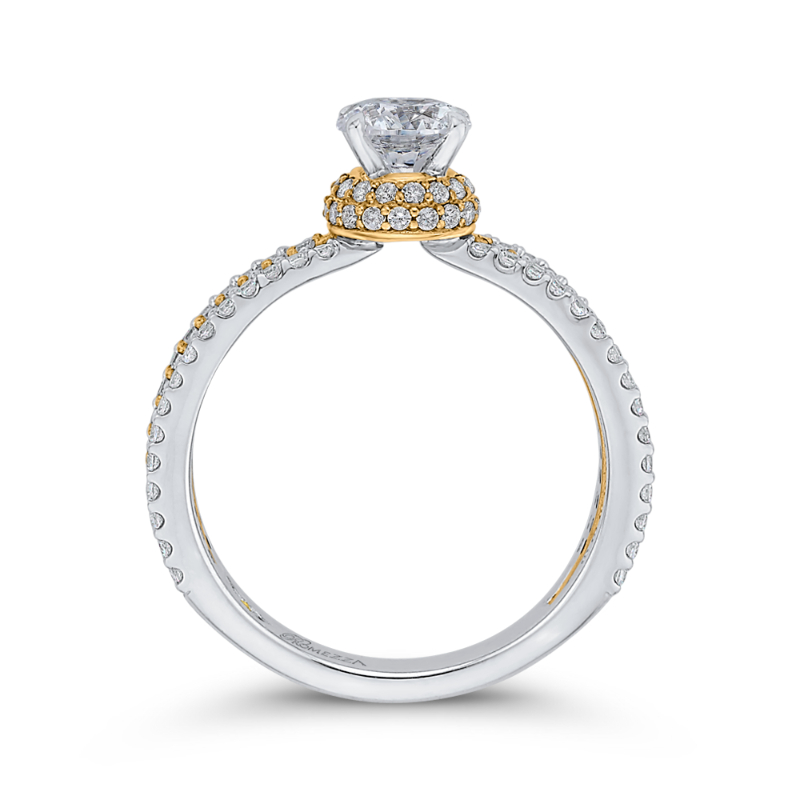 Split Shank Round Diamond Engagement Ring in 14K Two Tone Gold