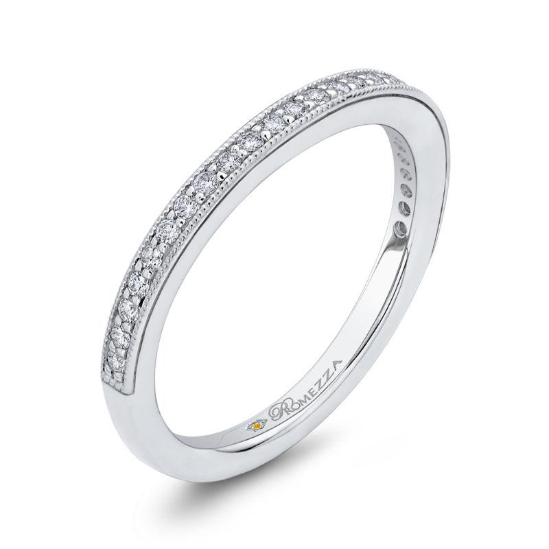 Round Diamond Half-Eternity Wedding Band in 14K White Gold