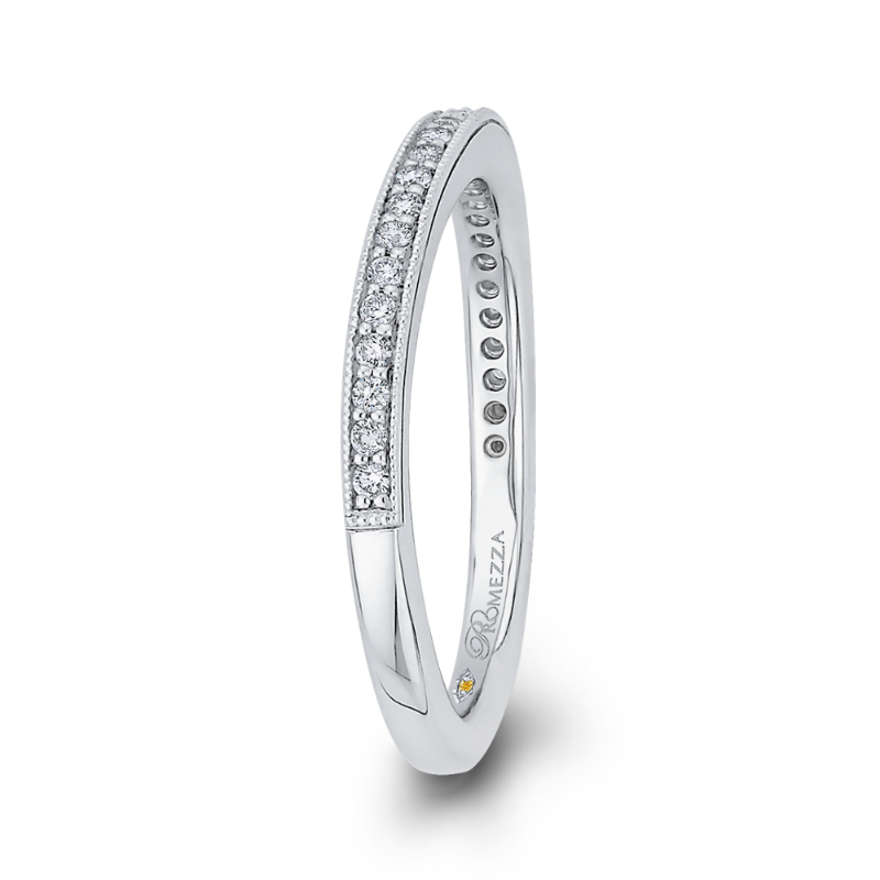 Round Diamond Half-Eternity Wedding Band in 14K White Gold