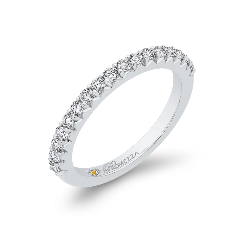 Round Diamond Half-Eternity Wedding Band in 14K White Gold