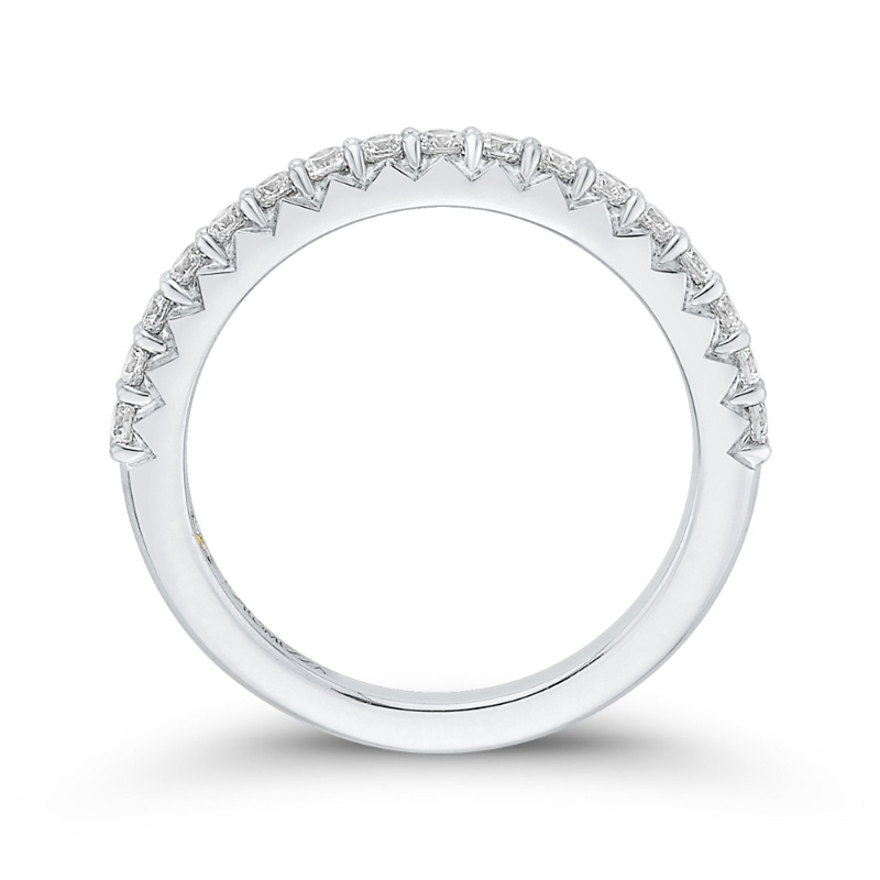 Round Diamond Half-Eternity Wedding Band in 14K White Gold