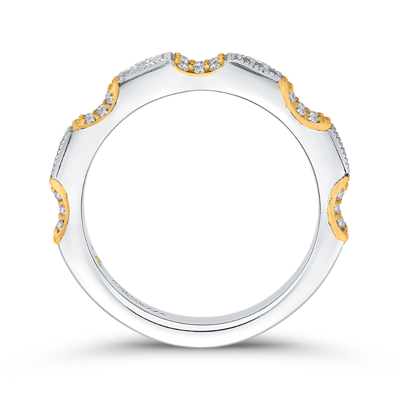 Round Diamond Half-Eternity Wedding Band in 14K Two Tone Gold