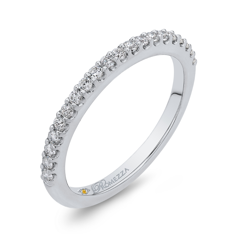 Round Diamond Half-Eternity Wedding Band in 14K White Gold