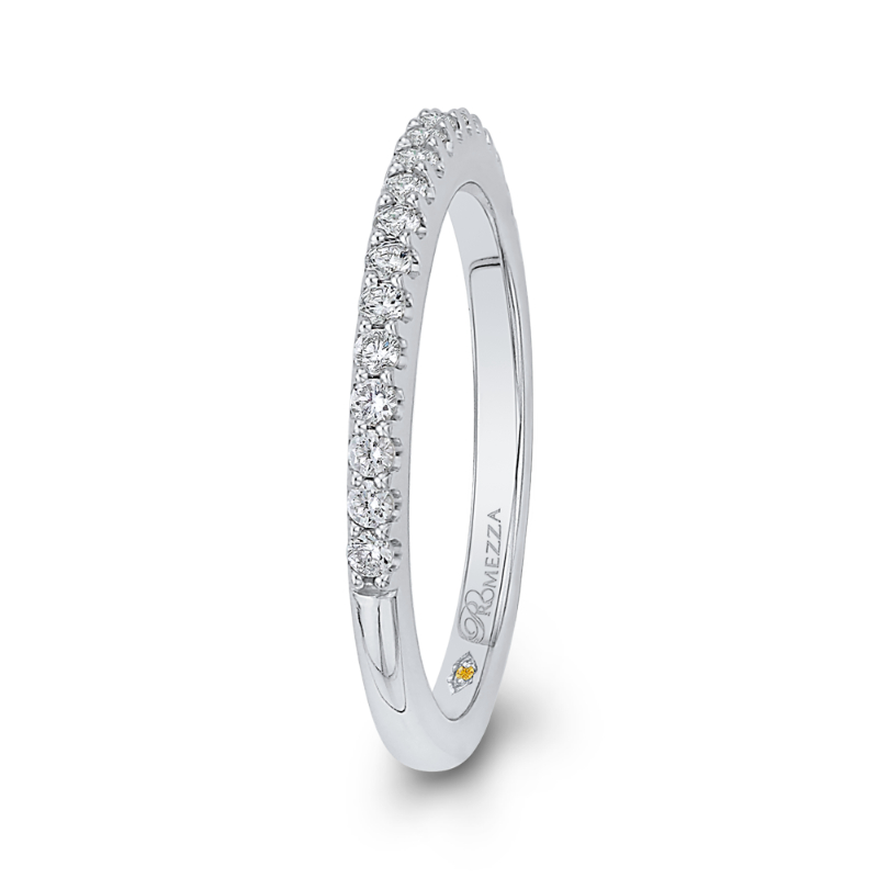 Round Diamond Half-Eternity Wedding Band in 14K White Gold