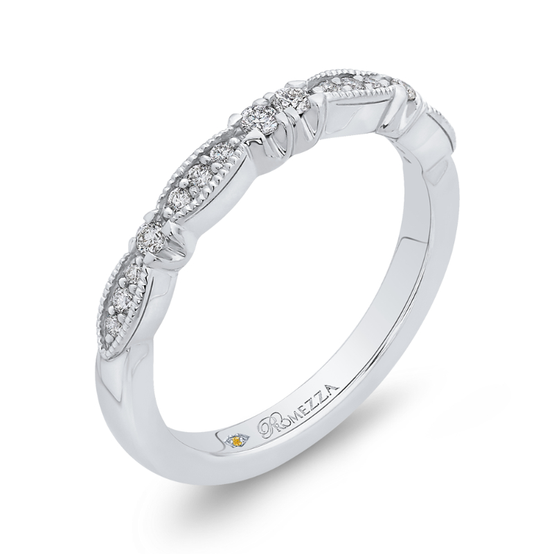 Round Diamond Half-Eternity Wedding Band in 14K White Gold