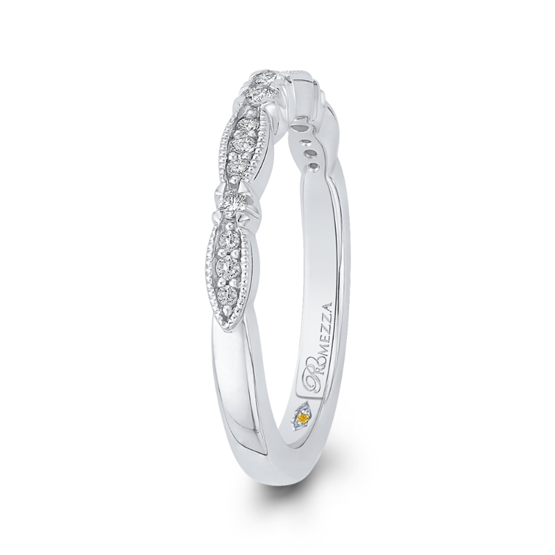Round Diamond Half-Eternity Wedding Band in 14K White Gold