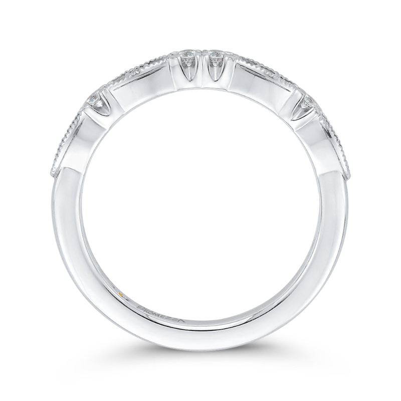 Round Diamond Half-Eternity Wedding Band in 14K White Gold