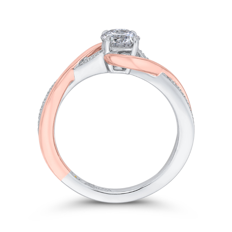 Split Shank Round Diamond Engagement Ring in 14K Two Tone Gold