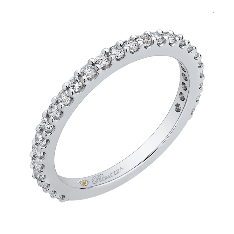Round Diamond Wedding Band in 14K White Gold