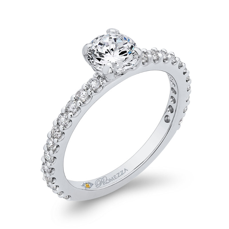 Round Diamond Engagement Ring in 14K White Gold