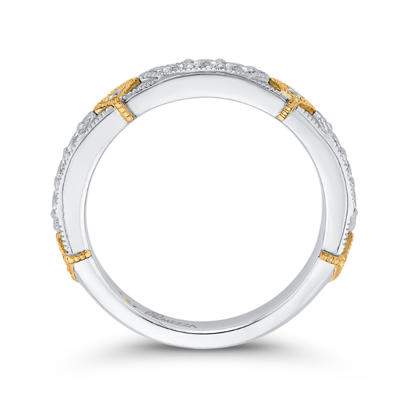 Round Diamond Wedding Band in 14K Two Tone Gold