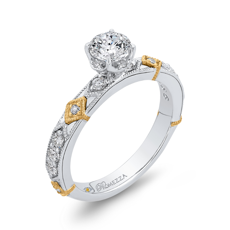 Diamond Engagement Ring in 14K Two Tone Gold