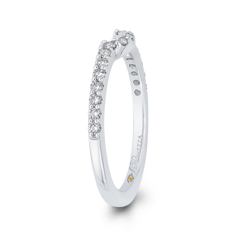 Round Diamond Half-Eternity Wedding Band in 14K White Gold