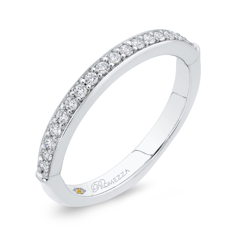 Round Diamond Half-Eternity Wedding Band in 14K White Gold