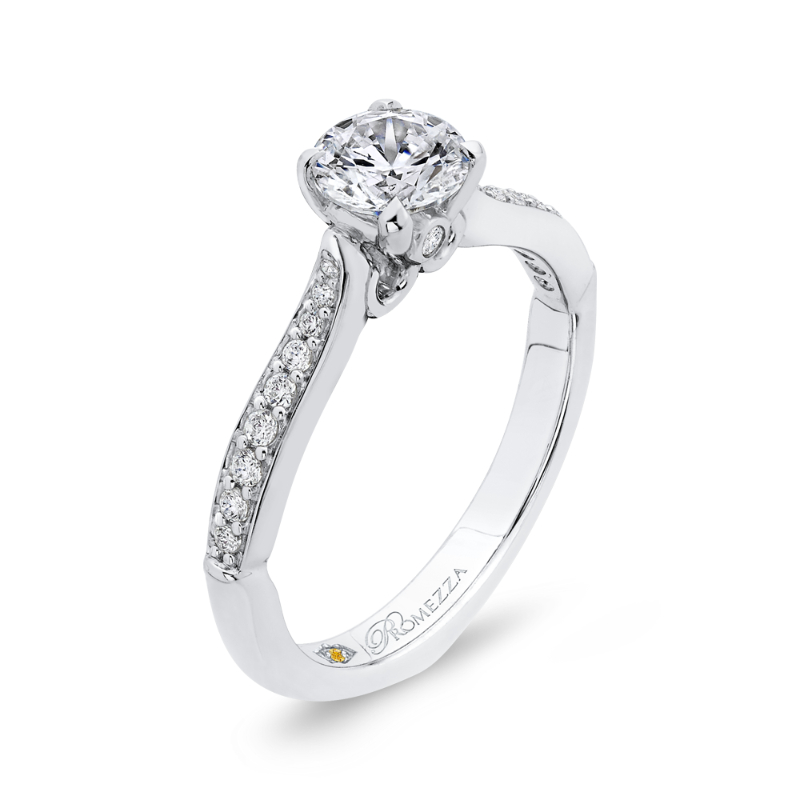 Round Ct Diamond Engagement Ring in 14K White Gold