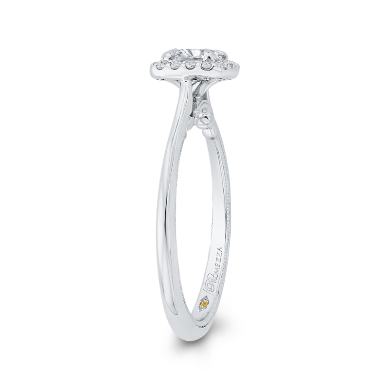 Round Diamond Halo Engagement Ring in 14K White Gold