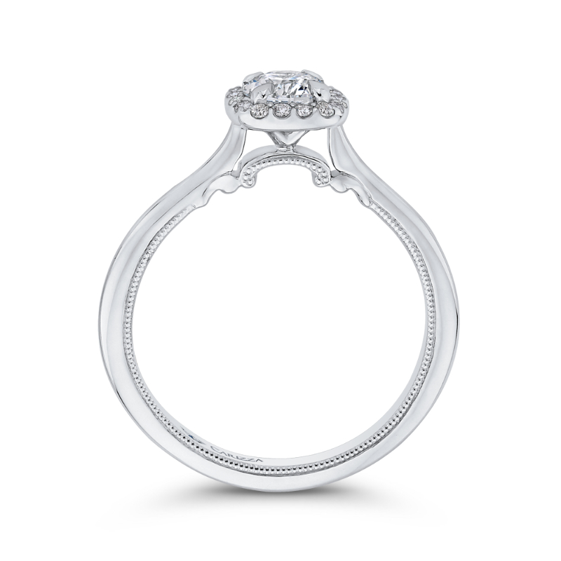 Round Diamond Halo Engagement Ring in 14K White Gold